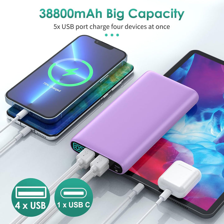 Cargador portátil de 38800 mAh, banco de energía con pantalla LCD,...