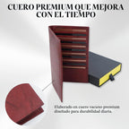 Cartera de 20 tarjetas para hombre, tarjetero largo de piel RFID, color