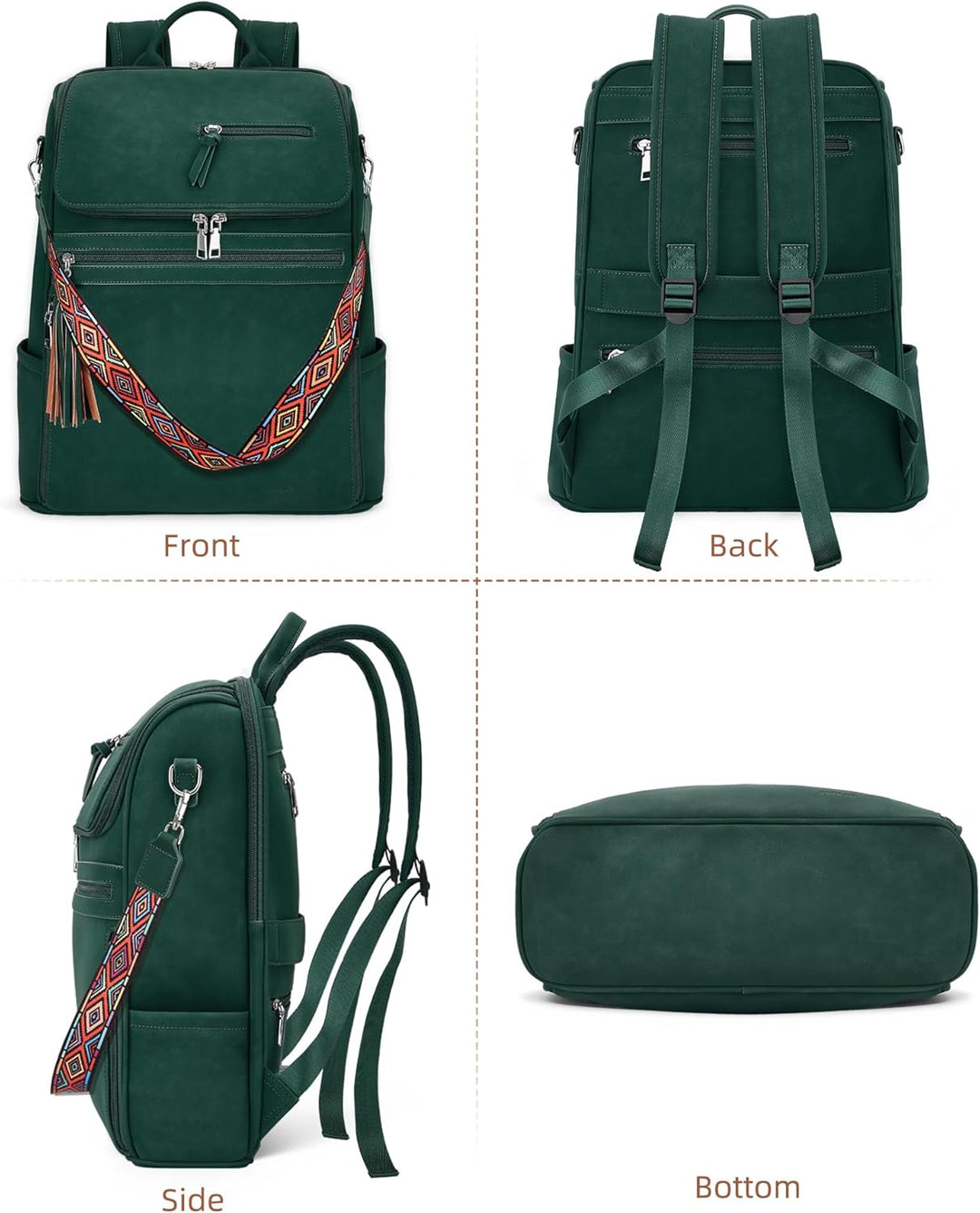 Mochila de cuero para laptop SYTRAH para mujer, bolso de diseñador...