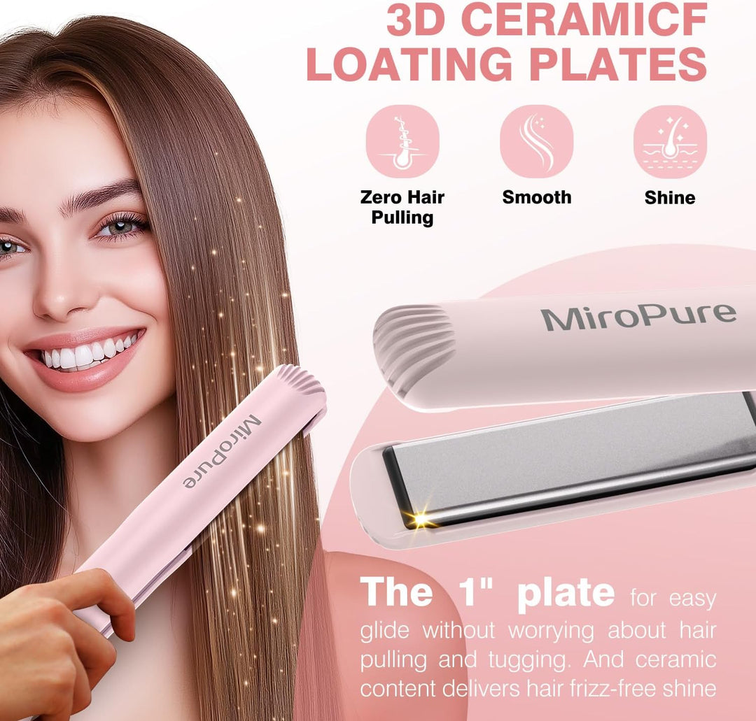 MiroPure Plancha plana de 1 pulgada, plancha de pelo con calentamie...