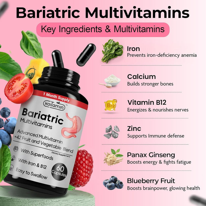Kaitamin Multivitamínico Bariátrico con Hierro - Cápsula Fácil de T...