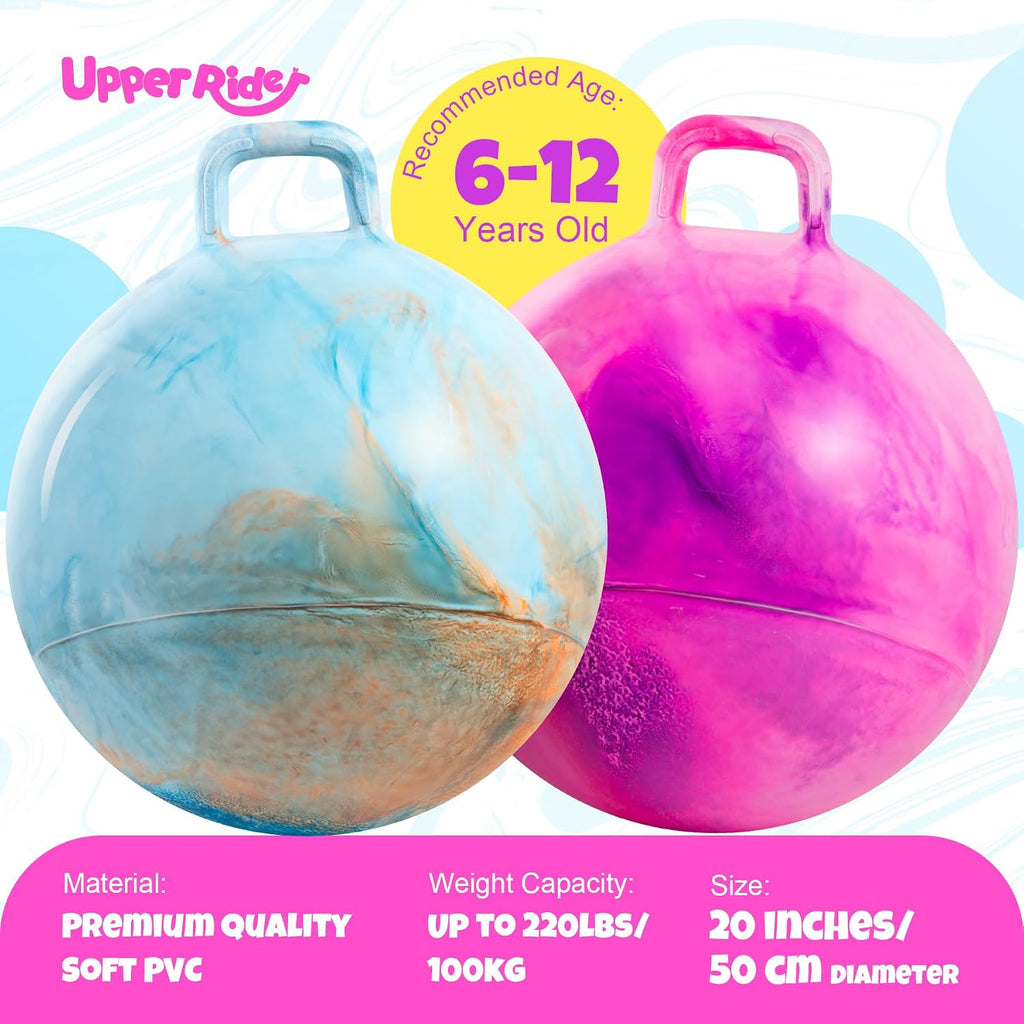 Upper Rider - Paquete de 2 bolas de tolva para niños de 6 a 12 años, pelota hinchable de 20 pulgadas con mango