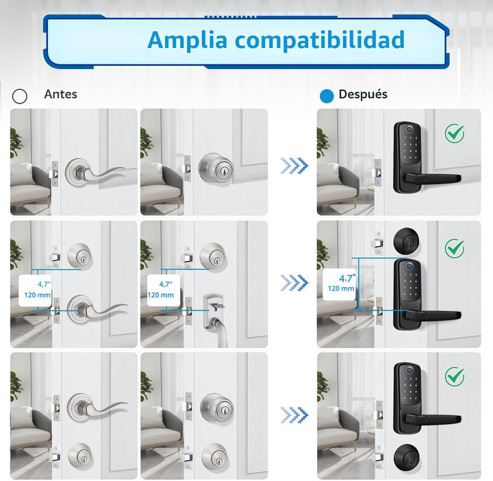 Cerradura de puerta inteligente con asa, cerradura digital de entra...