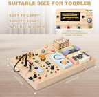 Joyreal Tablero Montessori de madera para niños pequeños, tablero de actividades sensoriales con luces LED, caja de música y cerraduras, juguete educativo de aprendizaje para niños y niñas