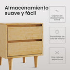Nectar Mesita de noche de bambú, natural, 23" de altura, carpintería