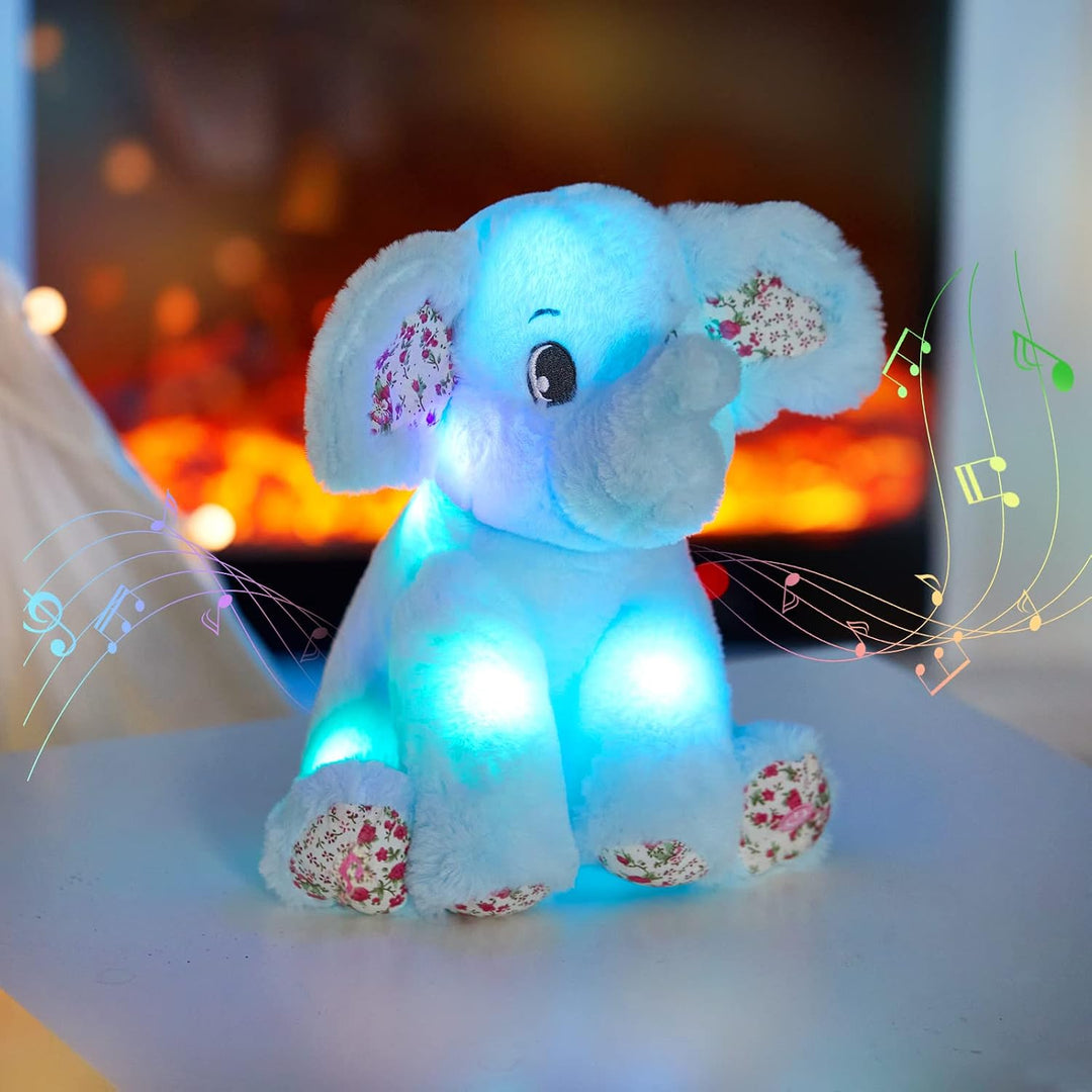 BSTAOFY - Elefante de peluche musical con luces LED de 12 pulgadas,...