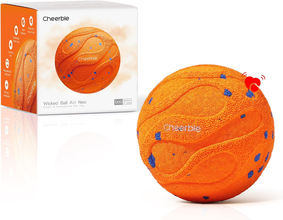 Cheerble Juguete interactivo inteligente para perros, Wicked Ball AIR Neo, juguete para cachorros con latido del corazón, movimiento automático, rebote y giro, material ETPU, clasificación impermeable