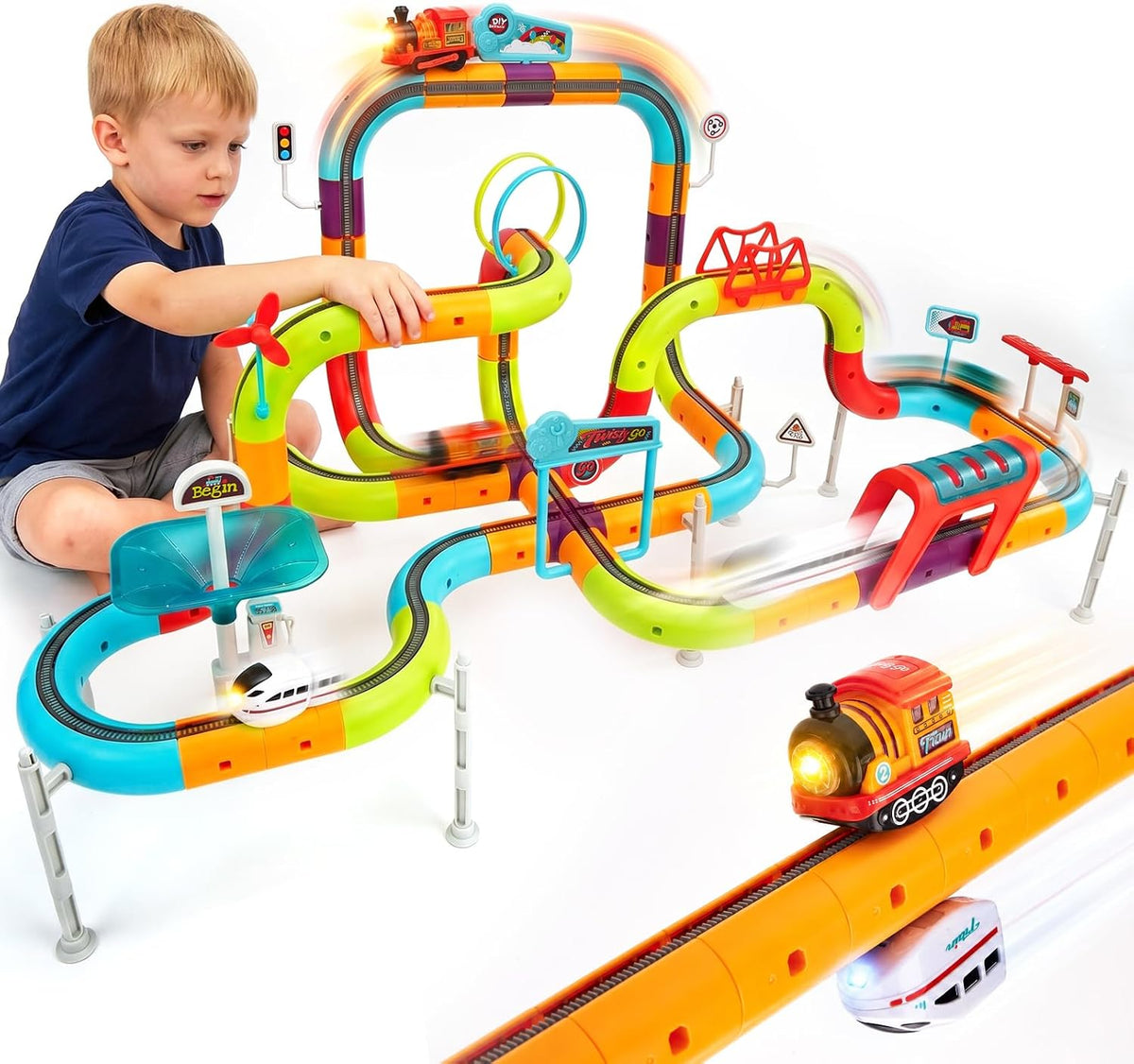 hahaland Juego de tren eléctrico para niños 3D antigravedad pista de
