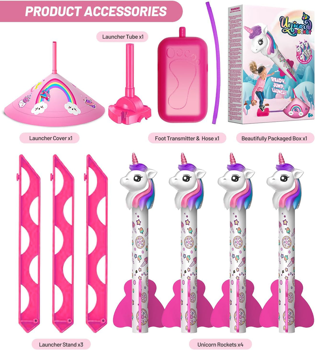 beefunni Lanzador de cohetes de unicornio para niños, 4 unicornios,...