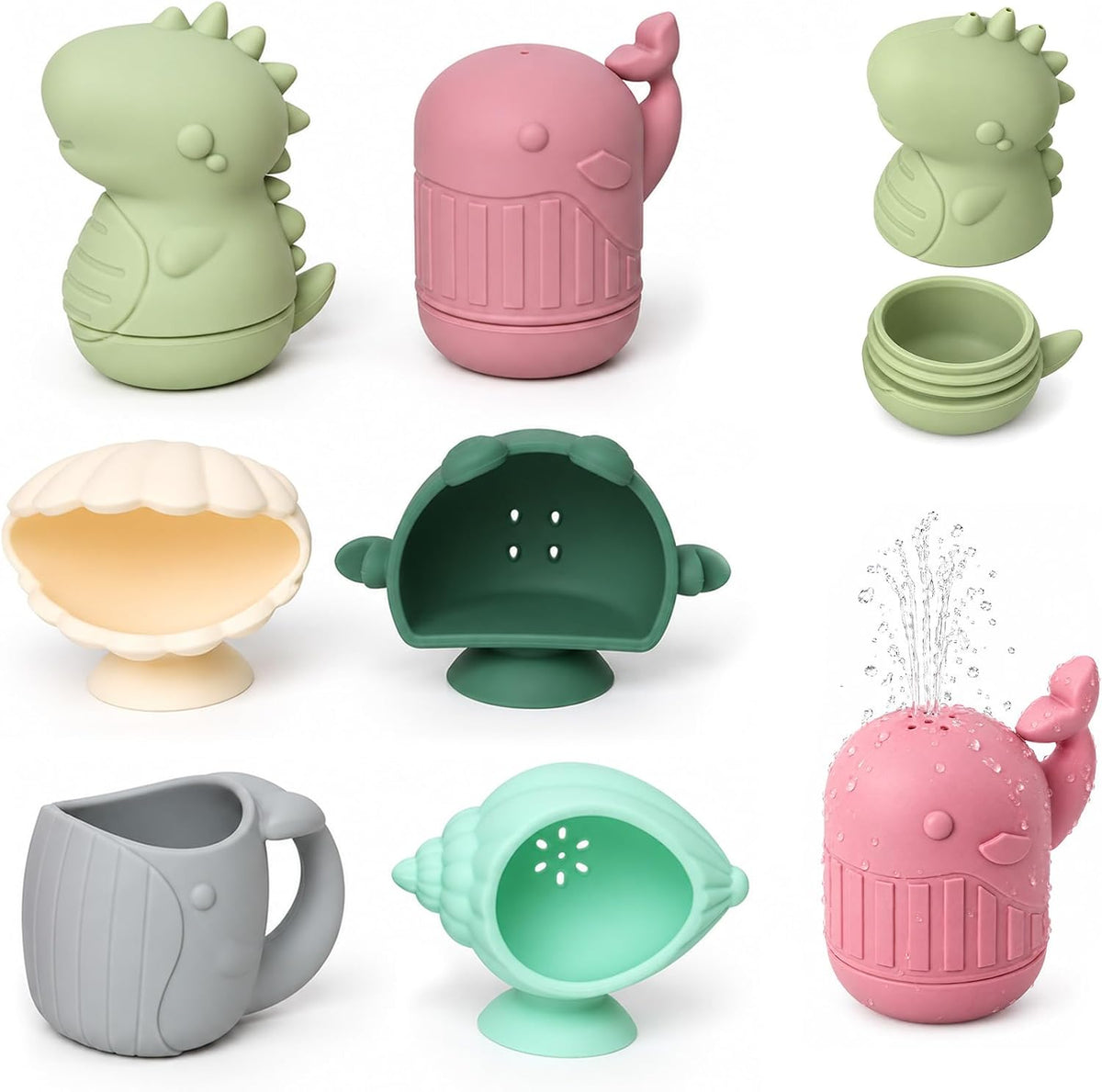 Set de Juguetes de Baño para Bebés, Juguetes de Baño Libres de Moho 6 piezas para 6 Meses a Niños Pequeños