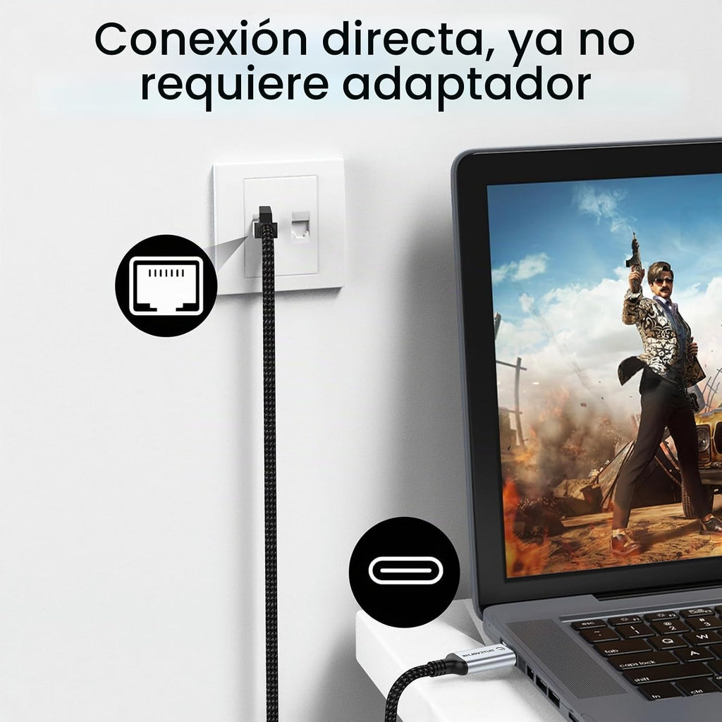 Cable USB-C a Ethernet 5FT, Tipo-C a RJ45 Gigabit Cable trenzado de nylon