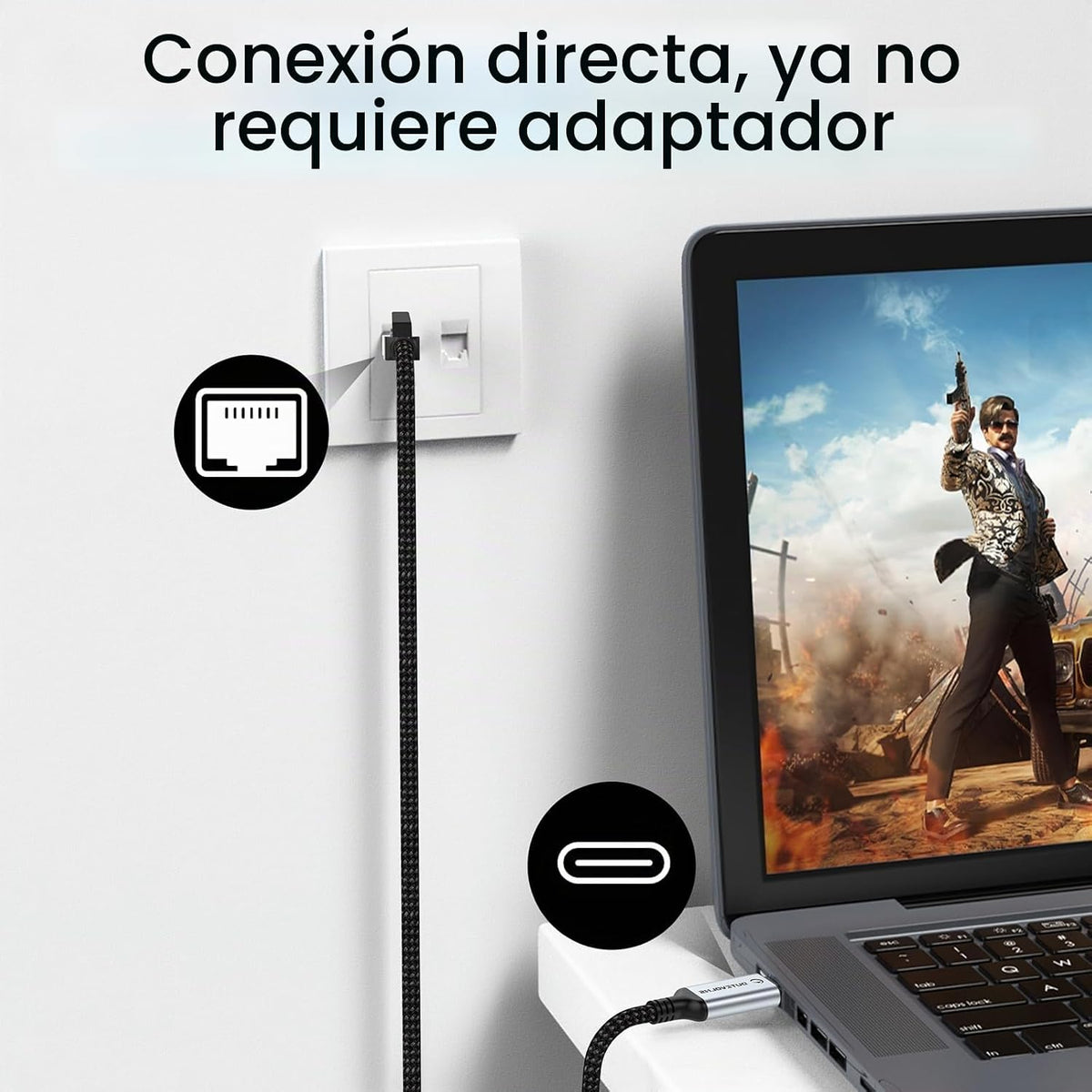 Cable USB-C a Ethernet 5FT, Tipo-C a RJ45 Gigabit Cable trenzado de nylon