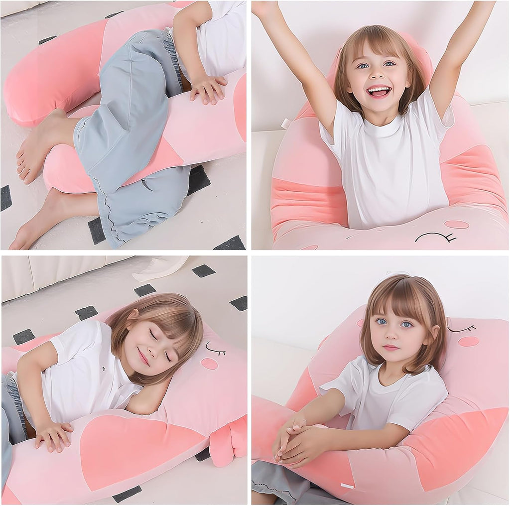 Cojines de peluche en forma de U de 47x23 pulgadas para niños, almohada grande y suave con forma de ajolote para dormir, grandes y lindos peluches, funda lavable, regalo para niños y niñas