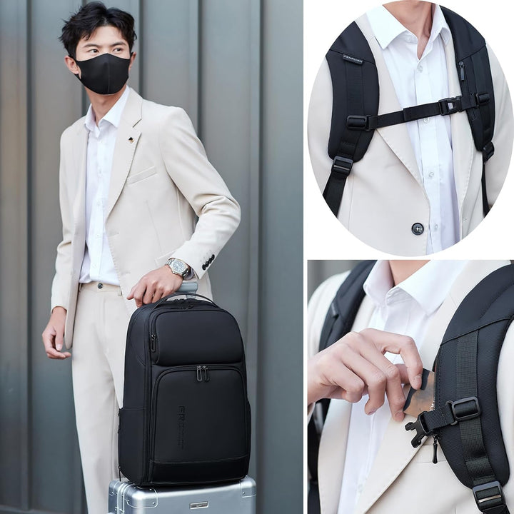 Mochila para portátil de 17 pulgadas para hombre de FENRUIEN, Negro...