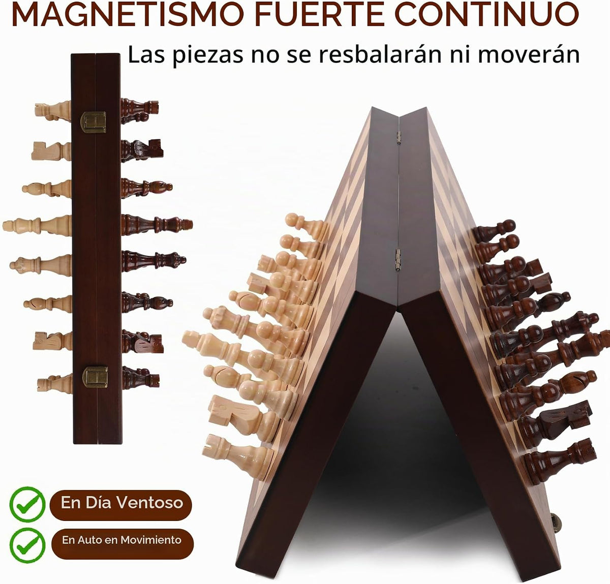 Juego de ajedrez de madera prémium con bolsa de transporte protectora, tablero de ajedrez plegable de 15 pulgadas y piezas de ajedrez, juego de estrategia clásico para adultos y niños para amantes del