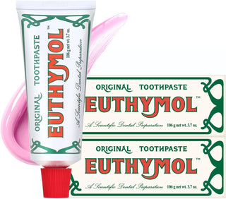 EUTHYMOL Pasta de dientes rosa original (3.7 onzas líquidas x 2 uni...