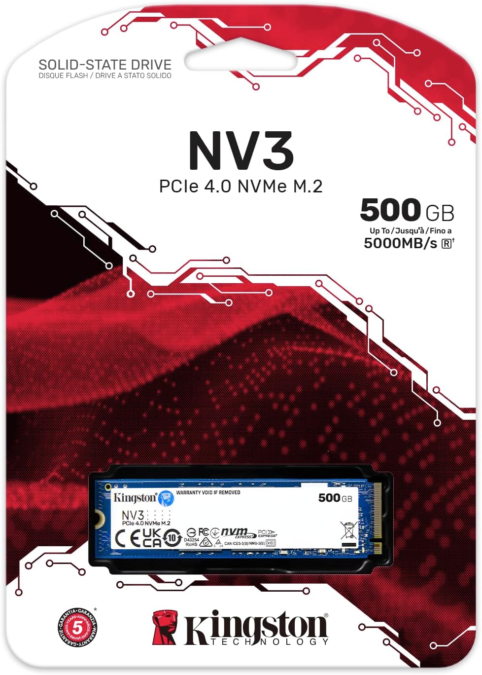 Kingston NV3 500GB M.2 2280 NVMe SSD | PCIe 4.0 generación 4x4 | Ha...