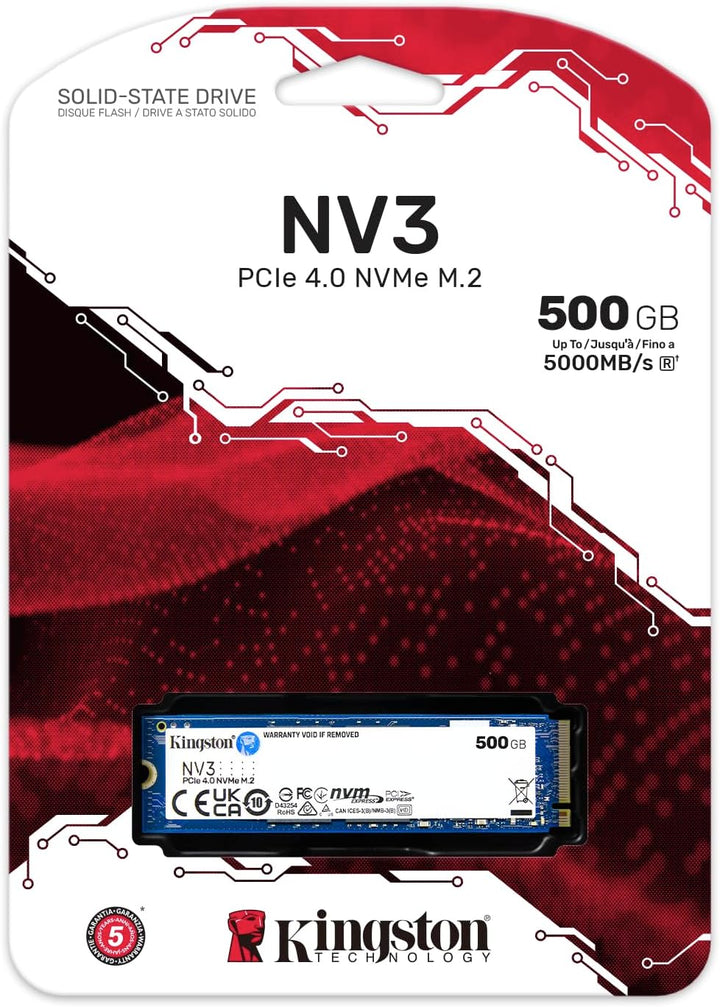 Kingston NV3 500GB M.2 2280 NVMe SSD | PCIe 4.0 generación 4x4 | Ha...