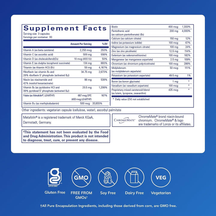 Pure Encapsulations Nutrient 950 sin cobre y hierro | Fórmula hipoa...