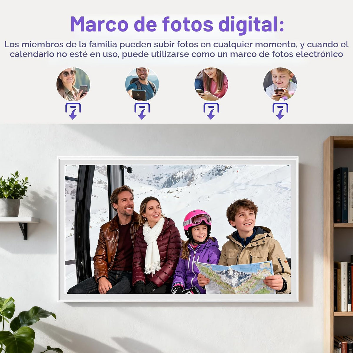 Calendario digital inteligente de 32 pulgadas, gráfico de tareas familiares y marco de fotos