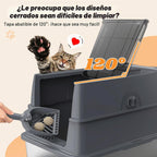 AIPERRO Caja de arena cerrada para gatos de acero inoxidable con tapa de