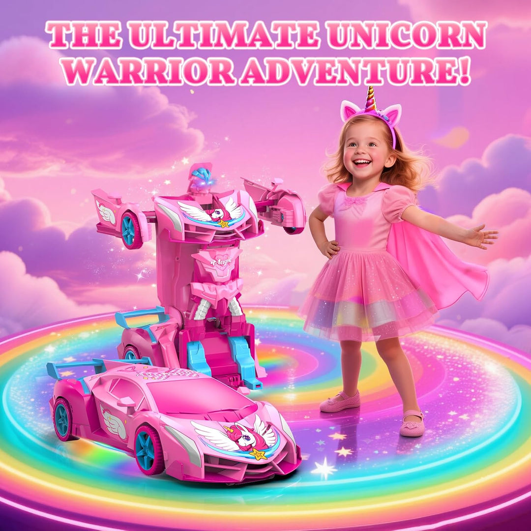 Coches RC Transformables de Unicornio para Niñas con Ojos de Arcoír...