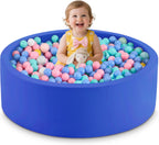 Piscina de bolas de espuma de 35.4 x 11.8 pulgadas para niños pequeños, pelotas redondas para bebés de 1 a 3 años, pelotas de juego para niños y niñas, pelotas no incluidas, azul