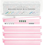 Racks transparentes premium para Mahjong con empujadores, paquete de 4 racks antideslizantes de acrílico