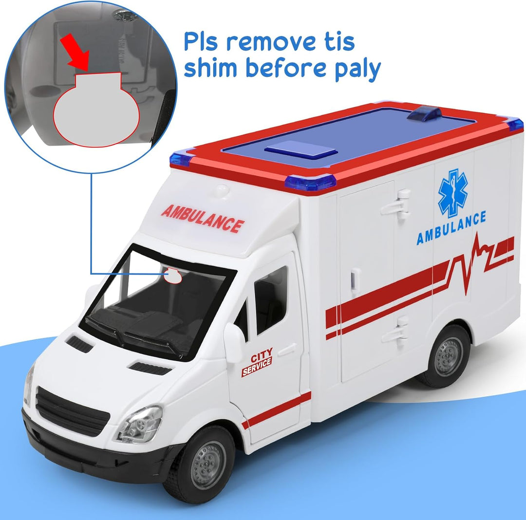 Ambulancia de juguete para niños de 3 a 5 años con 4 luces