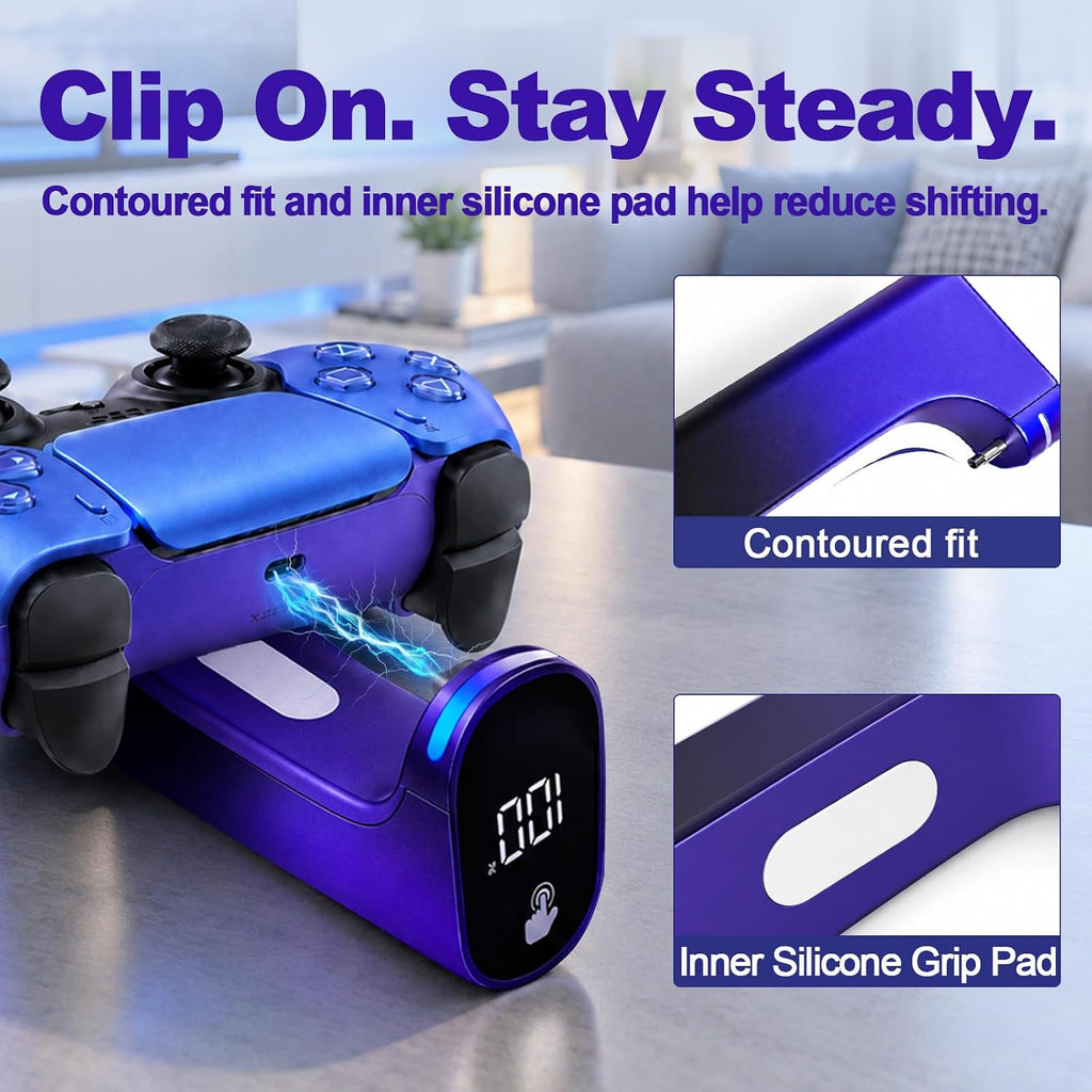 Cargador inalámbrico para controlador PS5 con pantalla digital LED, Chroma