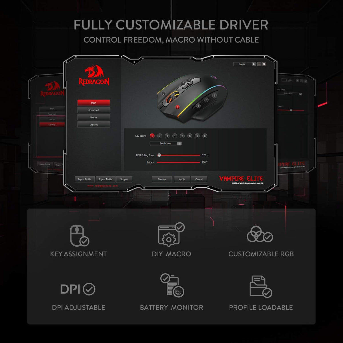 Redragon M686 Ratón Inalámbrico para Juegos, 16000 DPI Ratón para J...