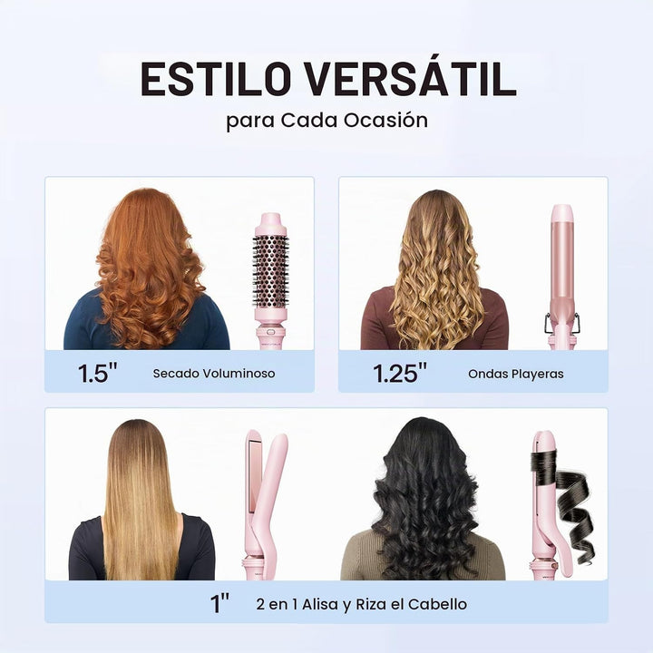Wavytalk Plancha de pelo húmedo a liso y juego de varita rizadora 3...