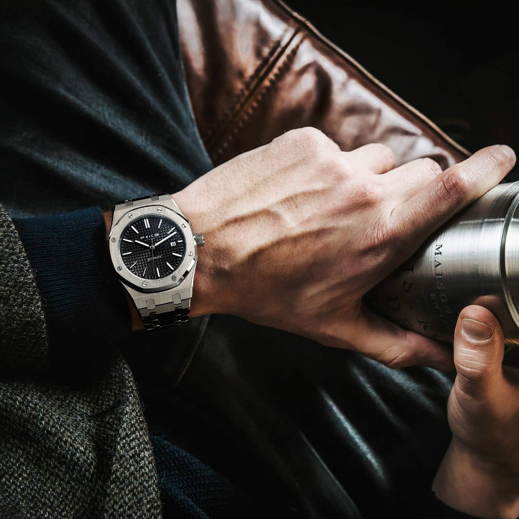 FEICE Reloj automático para hombres, reloj mecánico luminoso impermeable