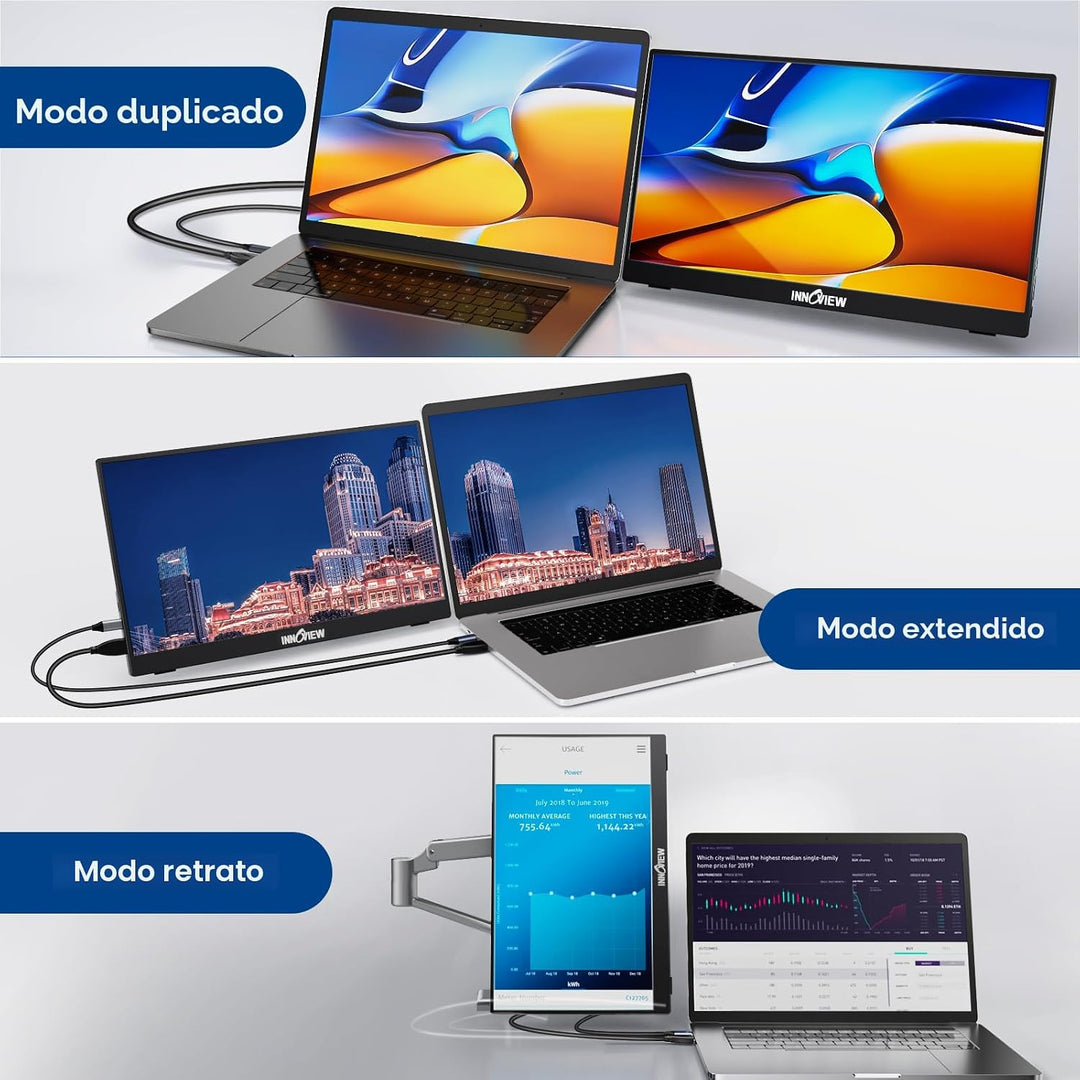 InnoView Monitor portátil de 15.6" 1080P para portátil con fund...