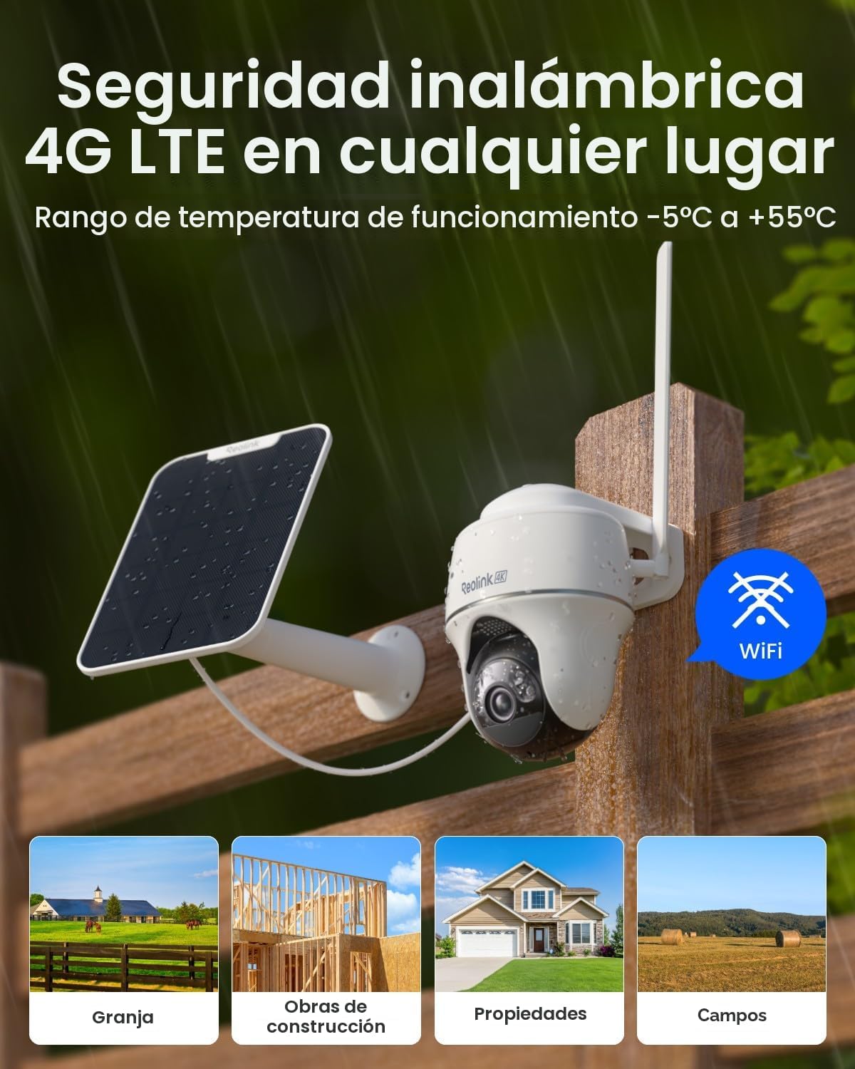 REOLINK Cámaras de seguridad solares 4K al aire libre, cámara celular 4G