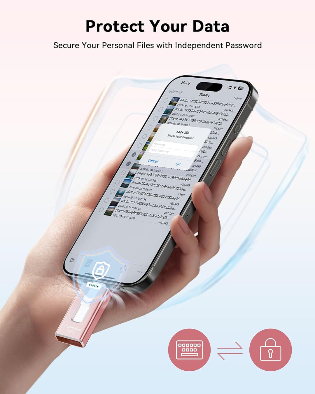 Unidad flash de 256 GB con certificación MFi para iPhone iPad, Phot...