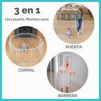 Toddleroo by North States - Patio de juegos 3 en 1 de metal Superyard para bebé: corral de 8 paneles, puerta o valla extra ancha - Cierra hasta 19 pies cuadrados - 30 pulgadas de alto - Taupe
