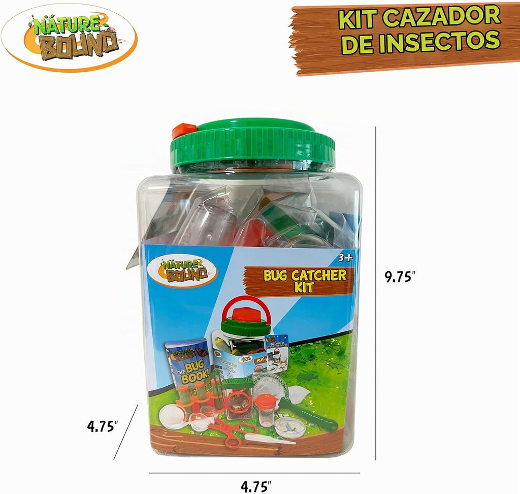 Nature Bound Kit de atrapa insectos – Juego de 20 piezas de exploración al aire libre para niños – educativo y divertido – captura y liberación segura de insectos con cubo, red, lupa y más – Gran regalo para jóvenes exploradores