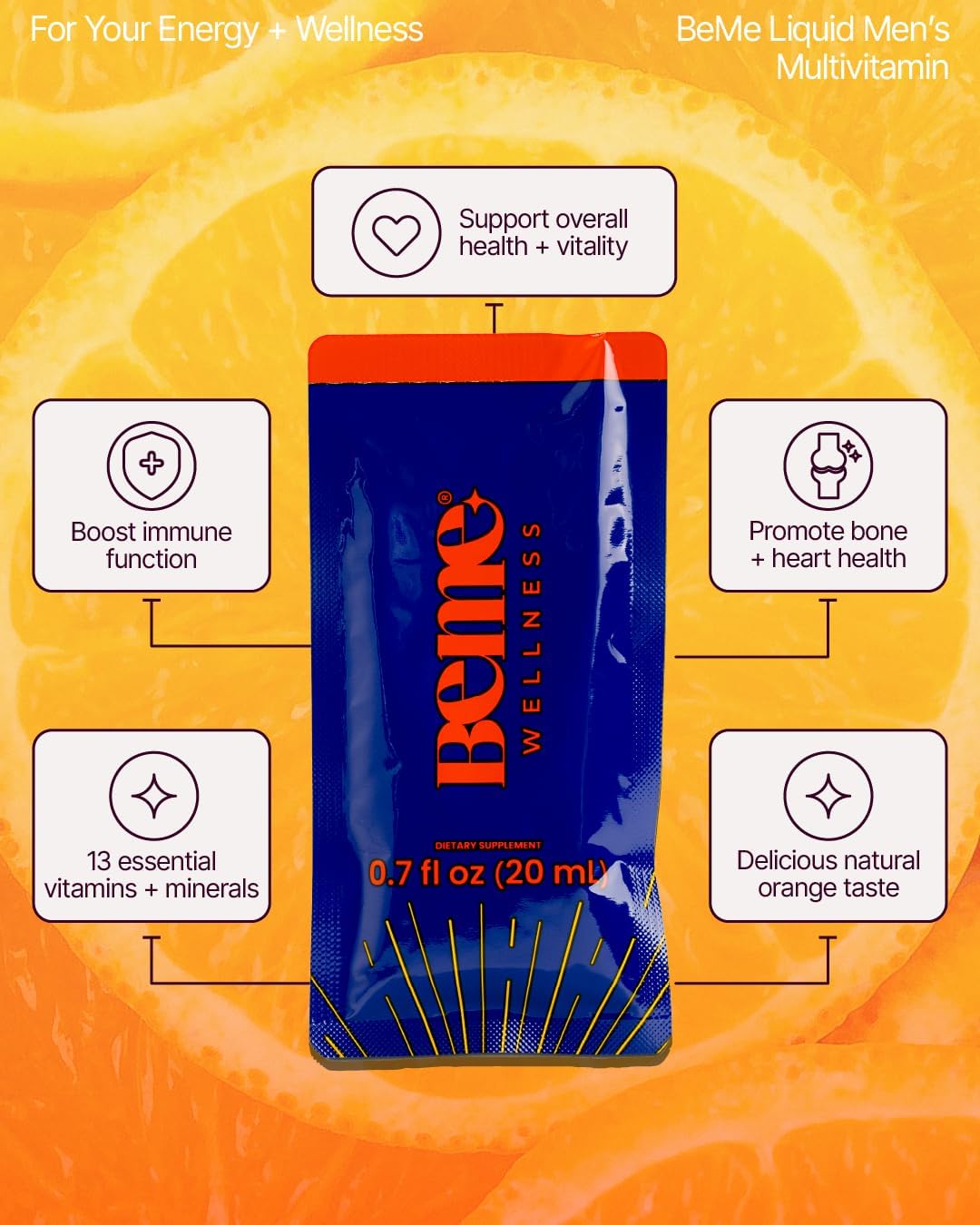 BeMe Multivitaminas líquidas para hombres, sistema avanzado de sumi...