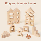 Woodtoe Juego de 47 bloques de arcoíris, bloques de construcción de madera