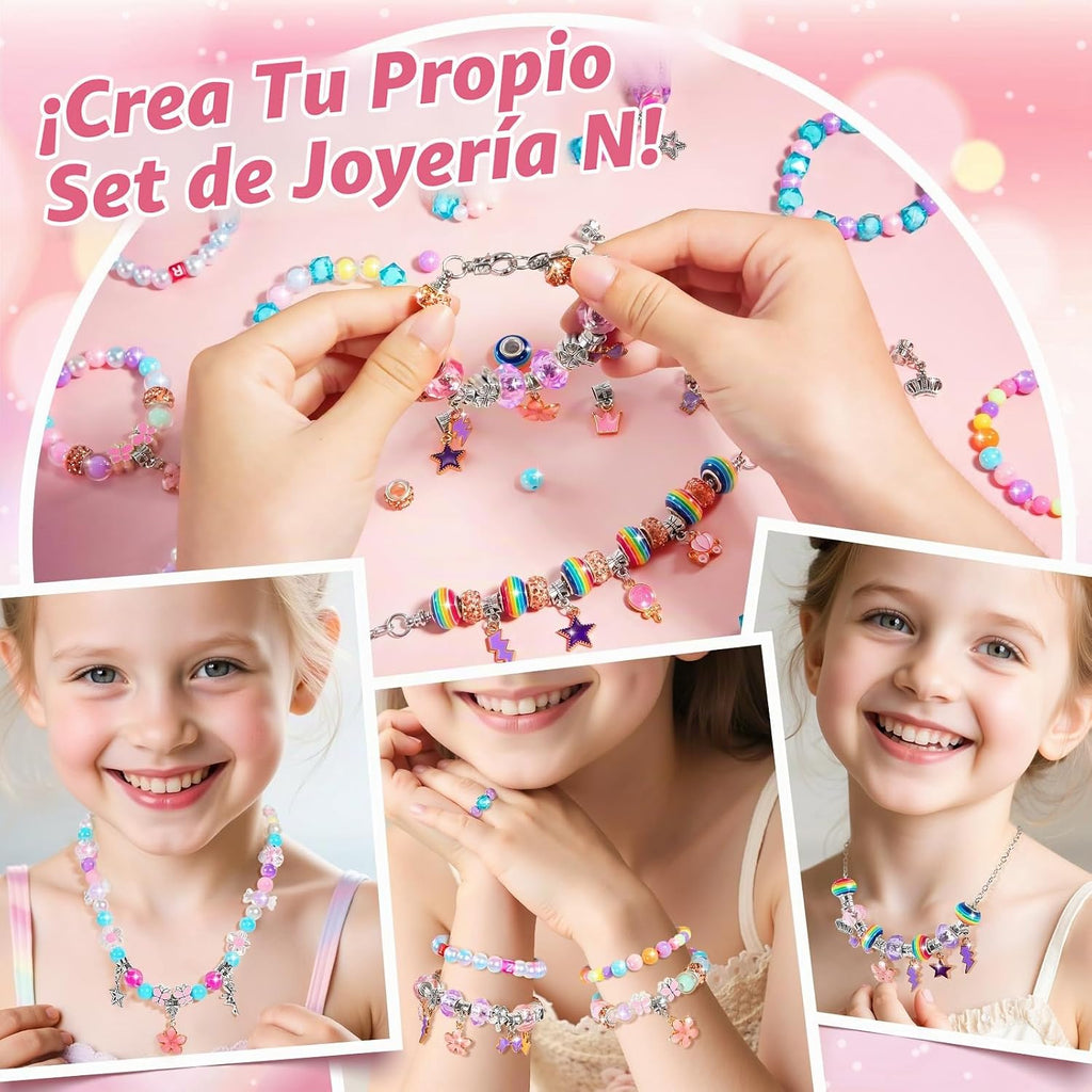 BLmukce Kit de creación de amistad para niñas, kit de fabricación de pulseras de cuentas de joyería para niños de 8 a 12 años, kit de manualidades de collar de dijes, regalos de cumpleaños de Navidad