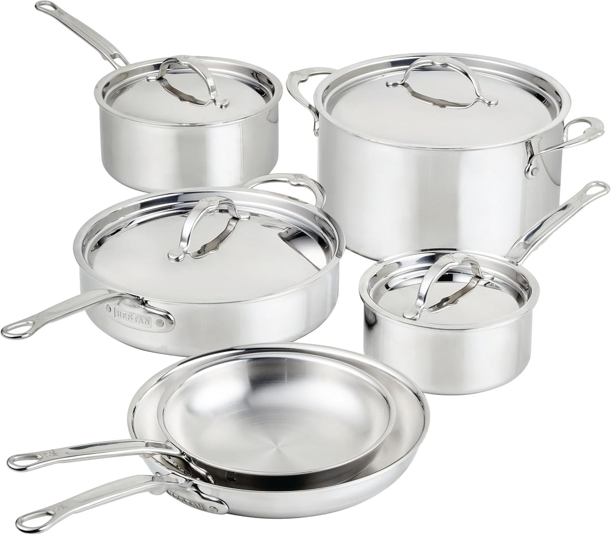Hestan ProBond Luxe - Juego de utensilios de cocina de 10 piezas, acero inoxidable revestido profesional, construcción ProCore con revestimiento de tres capas, exterior pulido, apto para inducción y