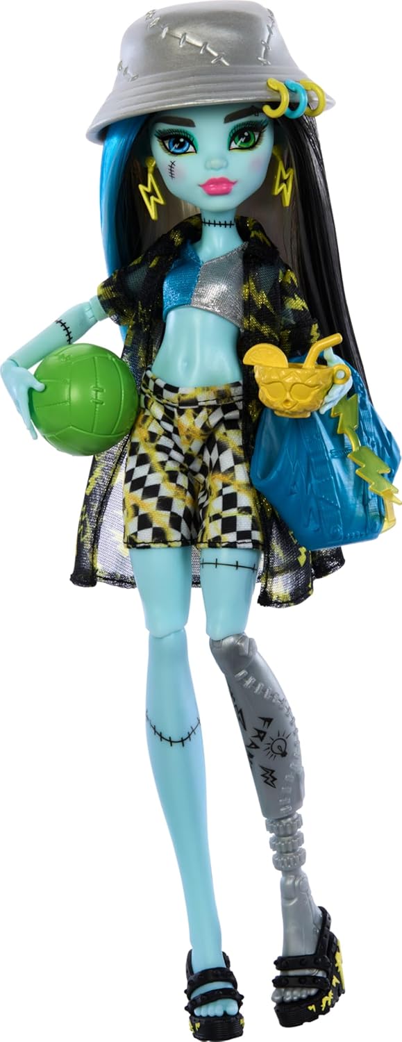 Monster High Isla del Terror Frankie Stein con traje de baño, cubre...