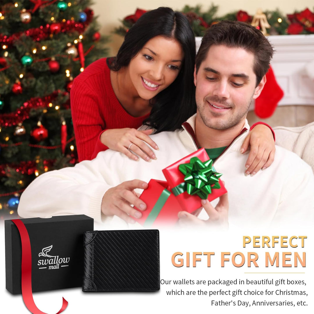 Swallowmall Cartera de cuero con bloqueo RFID para hombre, billeter...