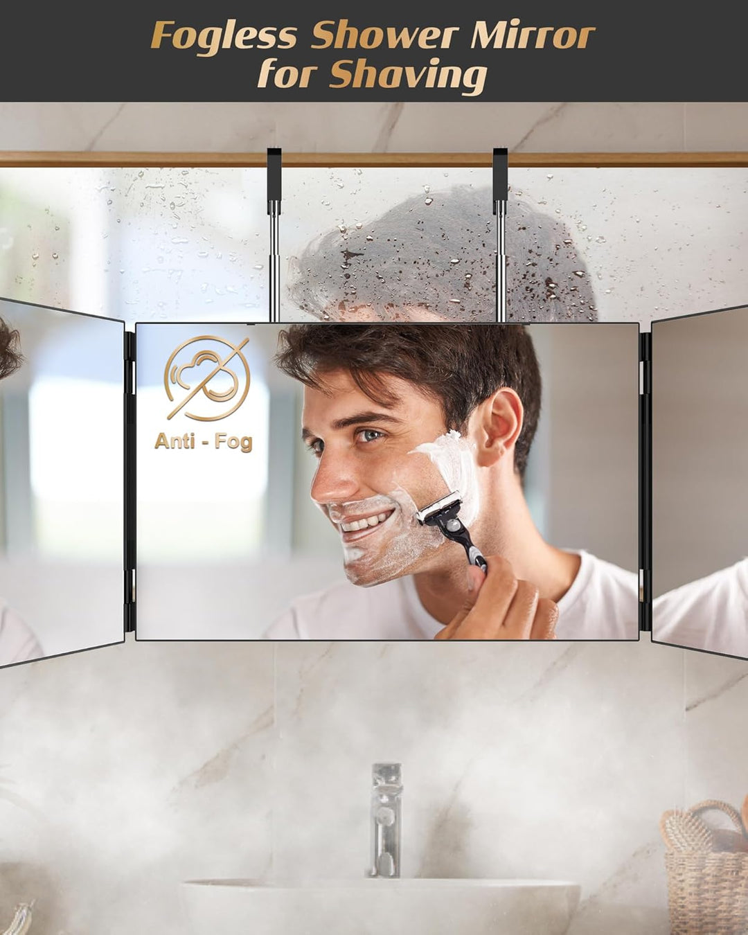 JUSRON Espejo de corte de pelo automático con ángulo de visión 360,...