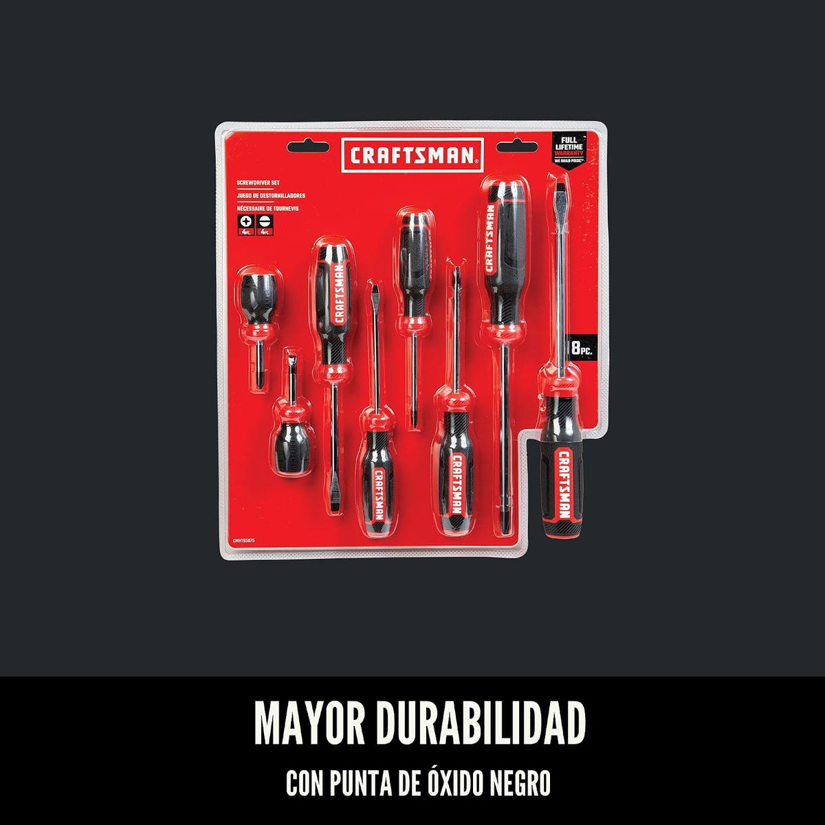 CRAFTSMAN Juego de destornilladores, bi-material, juego de 8 piezas (CMHT65075N)