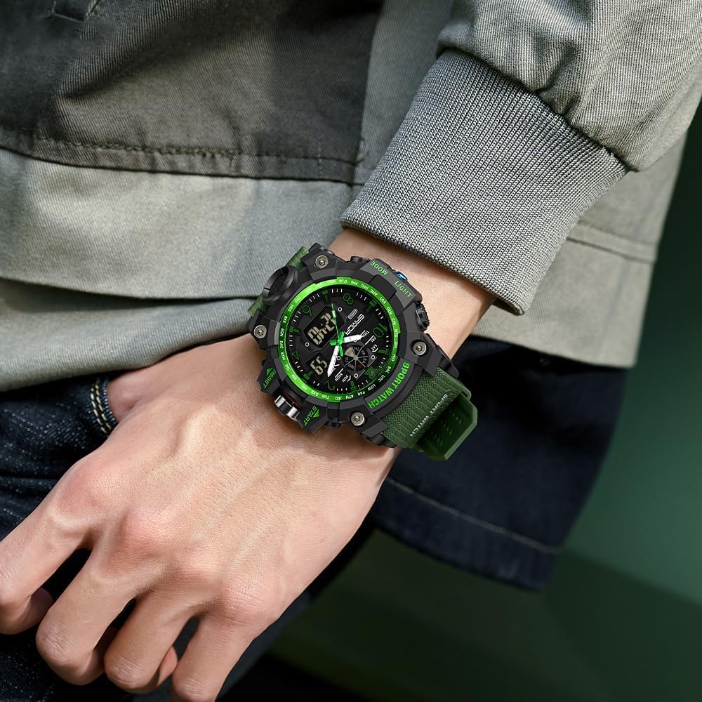 Reloj para Hombre AIMES Deportivo al Aire Libre a Prueba de Agua Militar con Fecha, Función Múltiple, Pantalla LED, Alarma, Cronómetro y Tácticas para Hombres