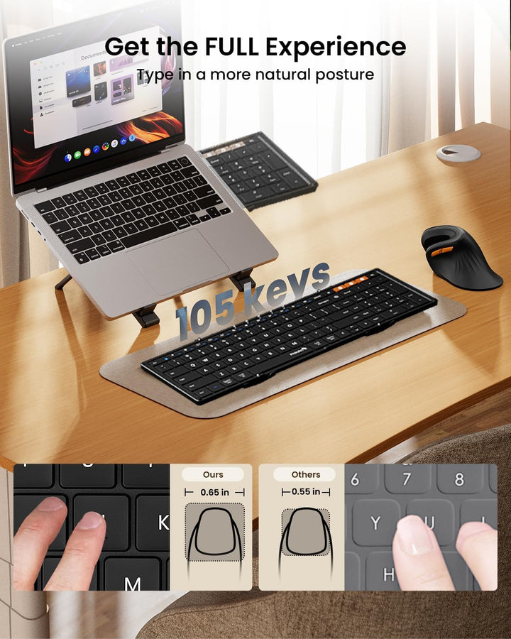 ProtoArc XK01 - Teclado Bluetooth plegable, teclado inalámbrico por...