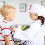EFO SHM Kit de médico para niños, 34 piezas para niños pequeños de 3 a 5 años con bolsa de almacenamiento médico y estetoscopio real, para niños y niñas, divertido juego de rol, juego de doctor para