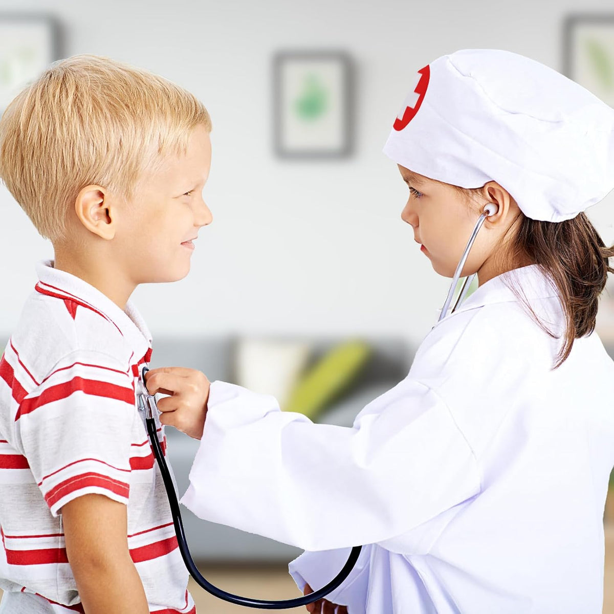 EFO SHM Kit de médico para niños, 34 piezas para niños pequeños de 3 a 5 años con bolsa de almacenamiento médico y estetoscopio real, para niños y niñas, divertido juego de rol, juego de doctor para